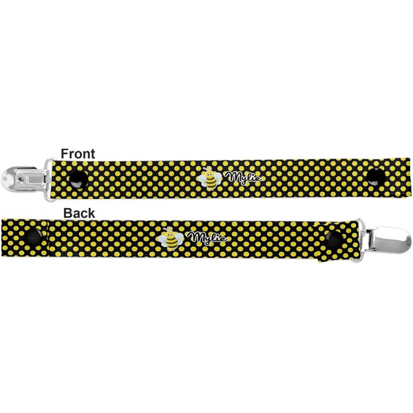 Bee & Polka Dots Pacifier Clip - Front and Back