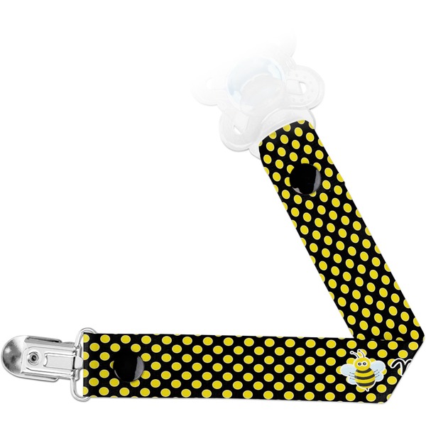 Custom Bee & Polka Dots Pacifier Clip (Personalized)