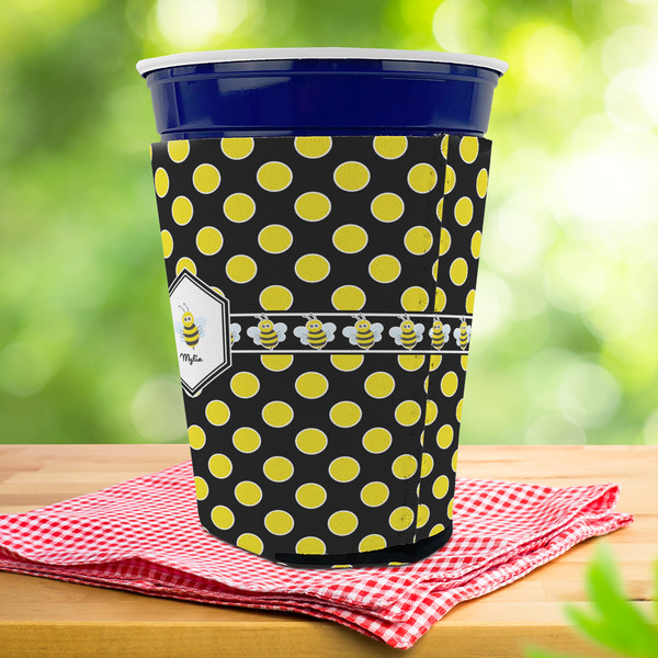 Bee & Polka Dots Party Cup Sleeves - with bottom - Lifestyle