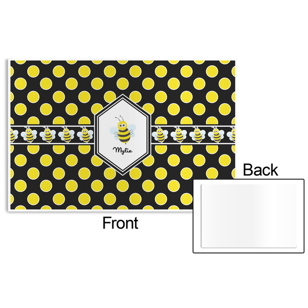 Bee & Polka Dots Disposable Paper Placemat - Front & Back
