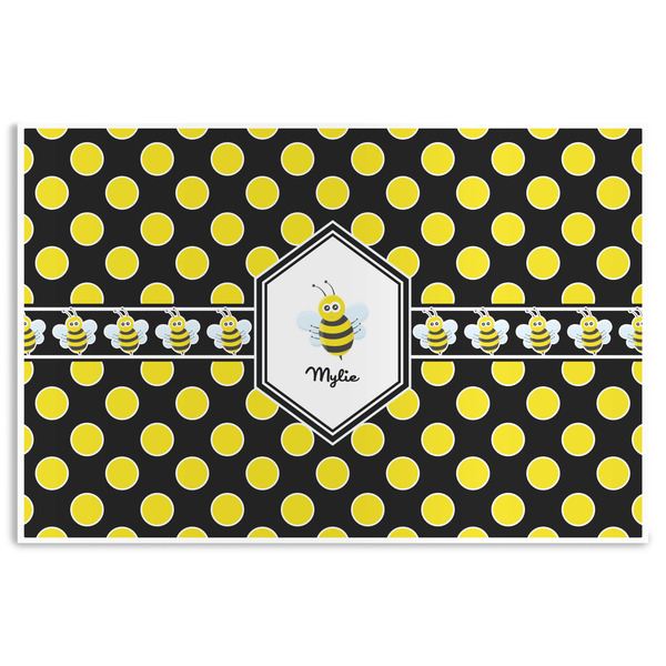 Custom Bee & Polka Dots Disposable Paper Placemats (Personalized)