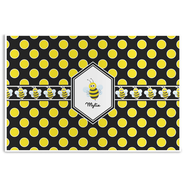 Custom Bee & Polka Dots Disposable Paper Placemats (Personalized)