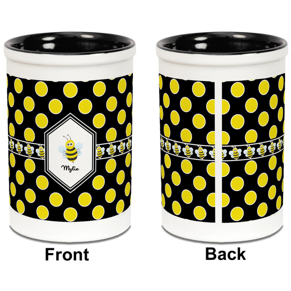 Bee & Polka Dots Pencil Holder - Black - approval