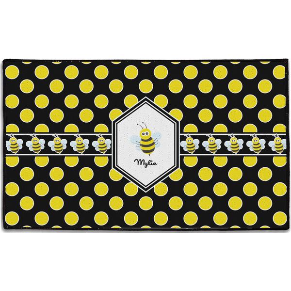Custom Bee & Polka Dots Door Mat - 60"x36" (Personalized)