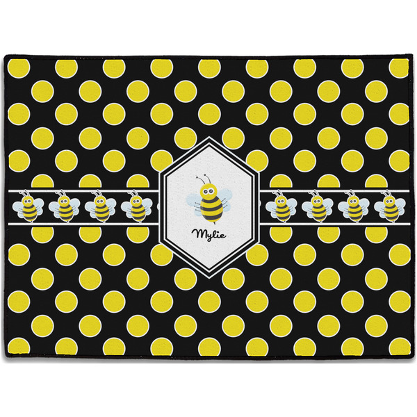 Custom Bee & Polka Dots Door Mat - 24"x18" (Personalized)