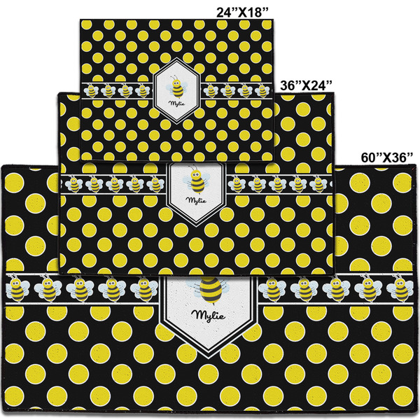Bee & Polka Dots Personalized Door Mat - Group Parent IMF