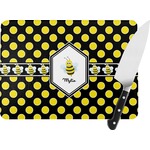 Bee & Polka Dots Rectangular Glass Cutting Board (Personalized)