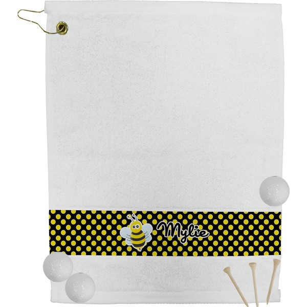 Custom Bee & Polka Dots Golf Bag Towel (Personalized)
