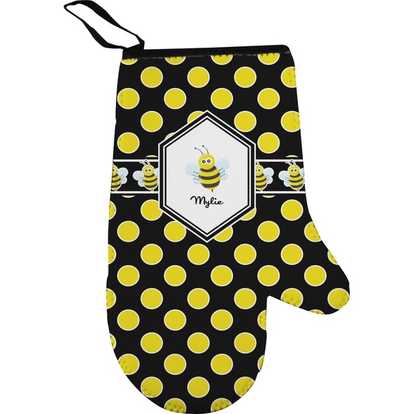 Custom Bee & Polka Dots Oven Mitt (Personalized)