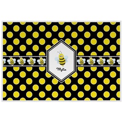 Bee & Polka Dots Laminated Placemat w/ Name or Text