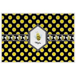 Bee & Polka Dots Laminated Placemat w/ Name or Text