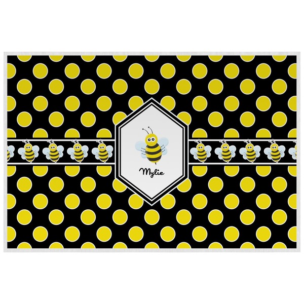 Custom Bee & Polka Dots Laminated Placemat w/ Name or Text