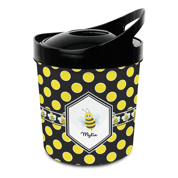 Custom Bee & Polka Dots Plastic Ice Bucket (Personalized)