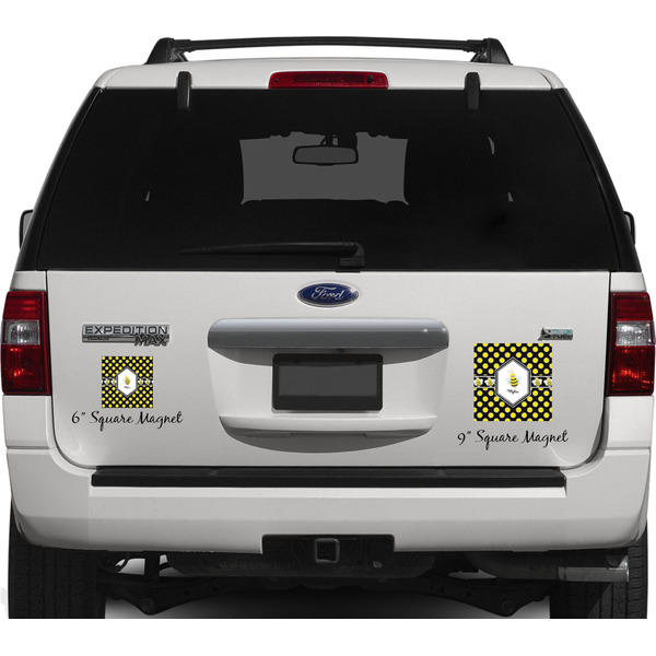 Bee & Polka Dots Personalized Square Car Magnets on Ford Explorer