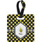 Bee & Polka Dots Plastic Luggage Tag - Square w/ Name or Text
