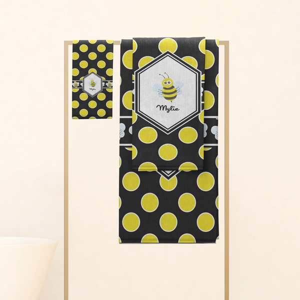 Bee & Polka Dots Personalized Towel Set