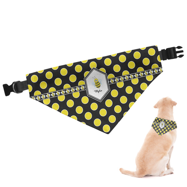 Custom Bee & Polka Dots Dog Bandana - Large (Personalized)