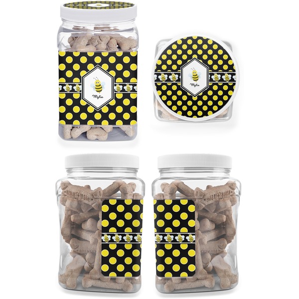 Bee & Polka Dots Pet Treat Jar - Multiple Angles