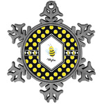 Bee & Polka Dots Vintage Snowflake Ornament (Personalized)