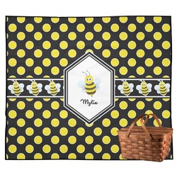 Bee & Polka Dots Outdoor Picnic Blanket (Personalized)