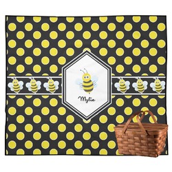 Bee & Polka Dots Outdoor Picnic Blanket (Personalized)