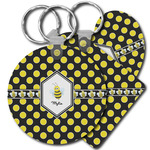 Bee & Polka Dots Plastic Keychain (Personalized)