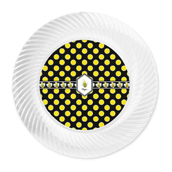 Bee & Polka Dots Plastic Party Dinner Plates - 10" (Personalized)
