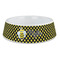 Bee & Polka Dots Plastic Dog Bowl - Large (Personalized)
