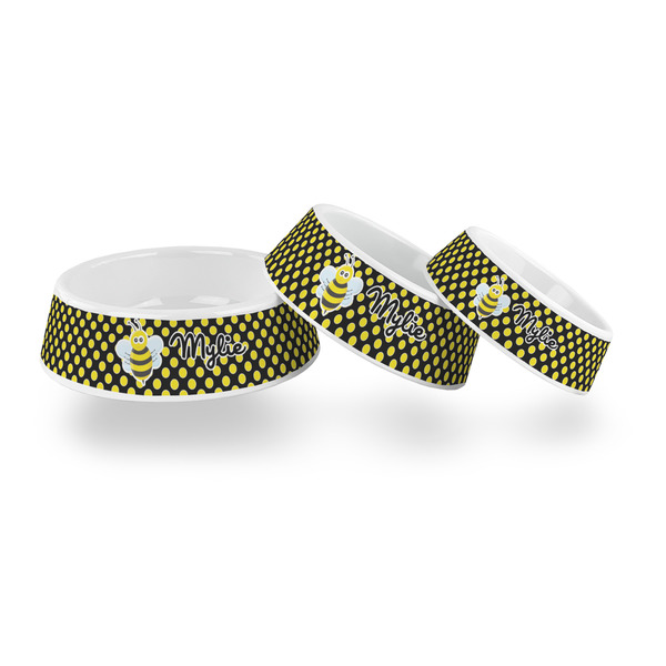 Bee & Polka Dots Plastic Pet Bowls - PARENT MAIN