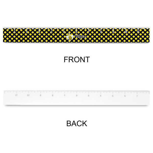 Bee & Polka Dots Plastic Ruler - 12" - APPROVAL