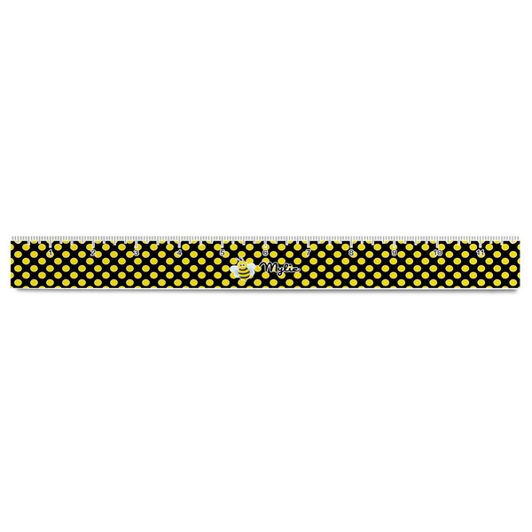Bee & Polka Dots Plastic Ruler - 12" - FRONT