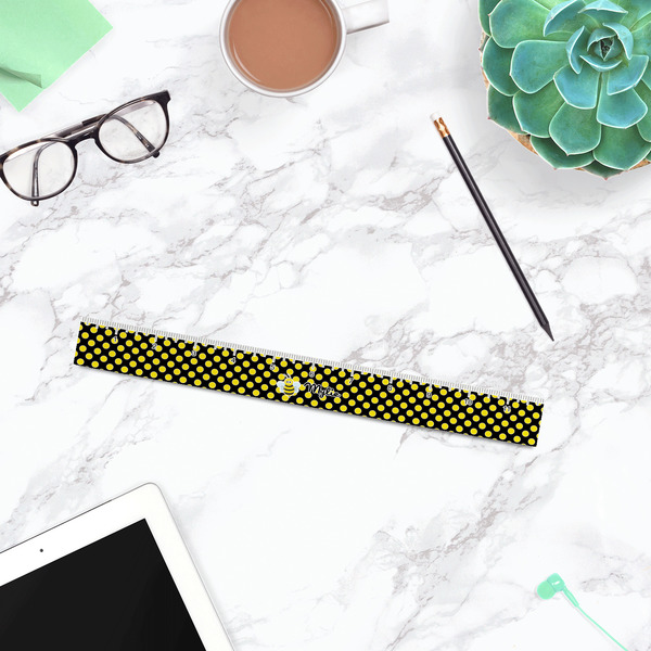 Bee & Polka Dots Plastic Ruler - 12" - LIFESTYLE