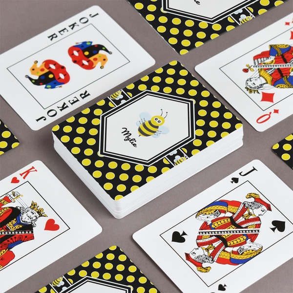 Bee & Polka Dots Playing Cards - Front & Back View