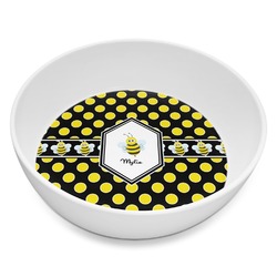 Bee & Polka Dots Melamine Bowl - 8 oz (Personalized)