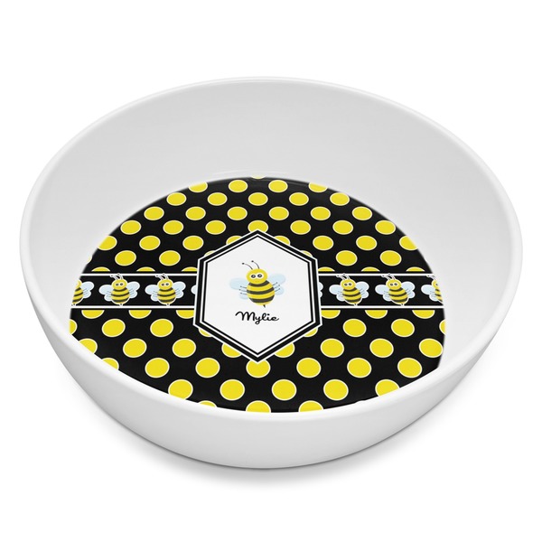 Custom Bee & Polka Dots Melamine Bowl - 8 oz (Personalized)