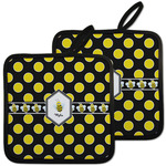 Bee & Polka Dots Pot Holders - Set of 2 w/ Name or Text