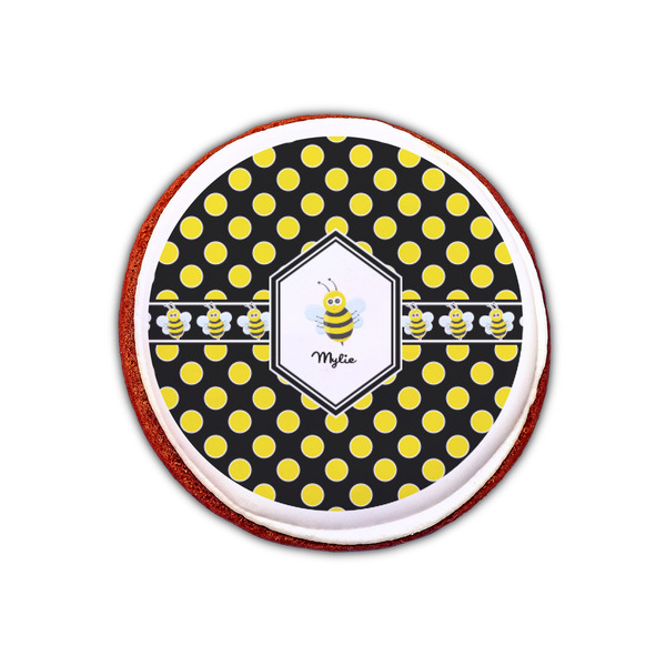 Bee & Polka Dots Printed Icing Circle - XSmall - On Cookie