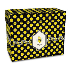 Bee & Polka Dots Wood Recipe Box - Full Color Print (Personalized)
