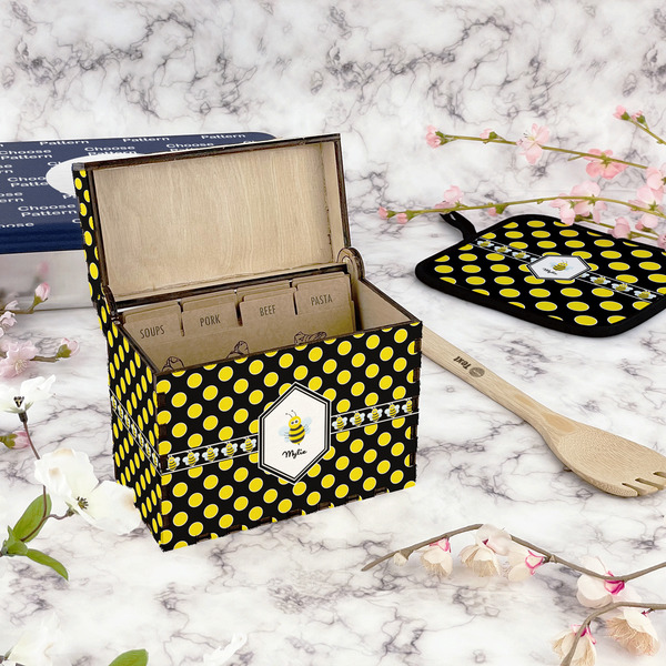 Bee & Polka Dots Recipe Box - Full Color - In Context