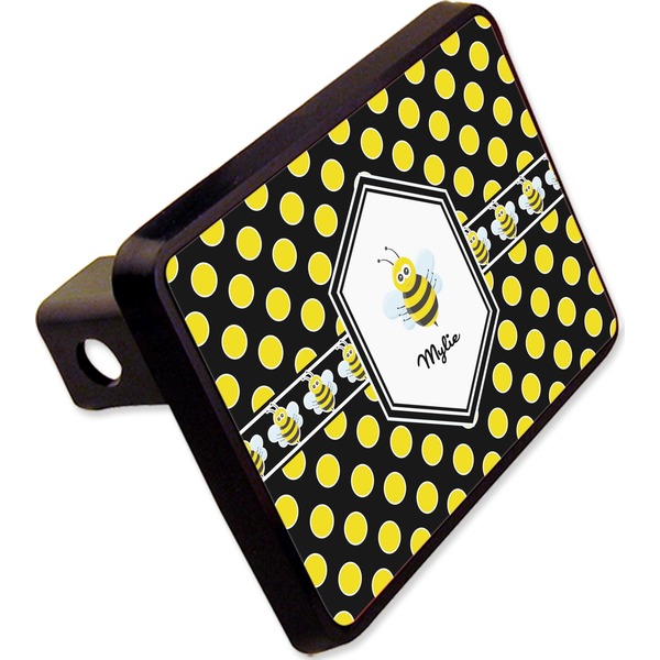 Custom Bee & Polka Dots Rectangular Trailer Hitch Cover - 2" (Personalized)