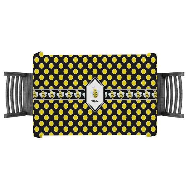 Custom Bee & Polka Dots Tablecloth - 58"x58" (Personalized)