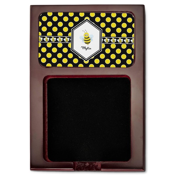 Bee & Polka Dots Red Mahogany Sticky Note Holder - Flat