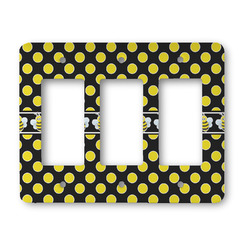 Bee & Polka Dots Rocker Style Light Switch Cover - Three Switch