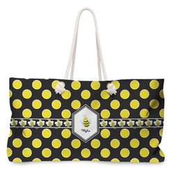 Bee & Polka Dots Large Tote Bag with Rope Handles (Personalized)