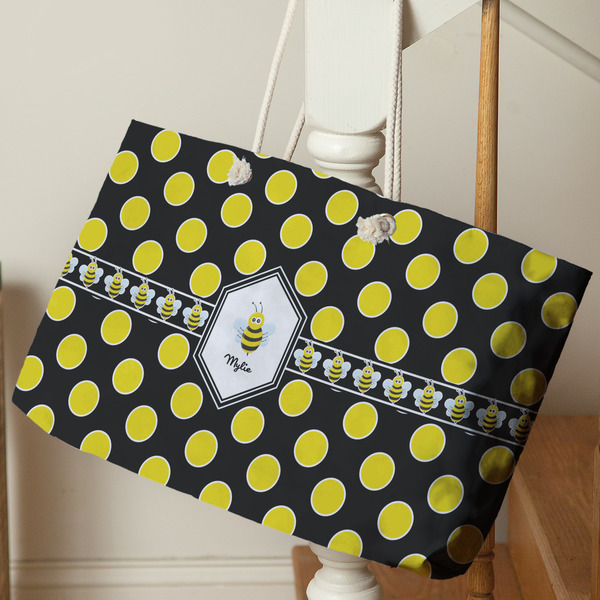 Bee & Polka Dots Large Rope Tote - Life Style