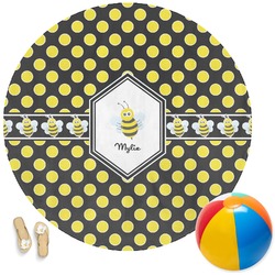 Bee & Polka Dots Round Beach Towel (Personalized)