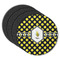 Bee & Polka Dots Round Rubber Backed Coasters - Set of 4 (Personalized)