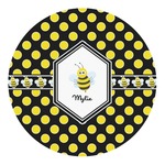 Bee & Polka Dots Round Decal - Large (Personalized)
