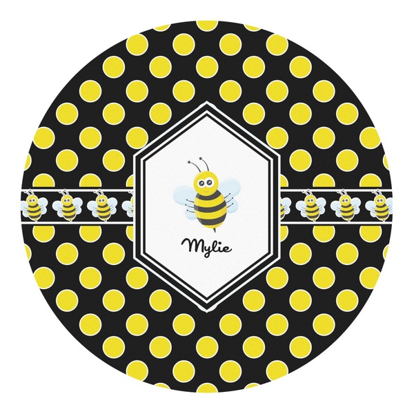 Custom Bee & Polka Dots Round Decal - Medium (Personalized)