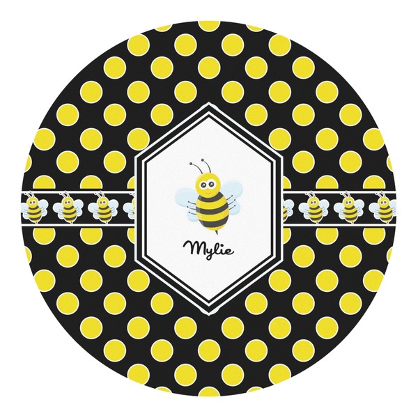 Custom Bee & Polka Dots Round Decal (Personalized)